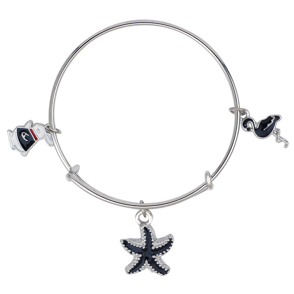 Mahi Starfish, Swan & Rabit Shaped Enamel Work Charm Bracelet with Rhodium Plated for Girls (BRK1100880R)