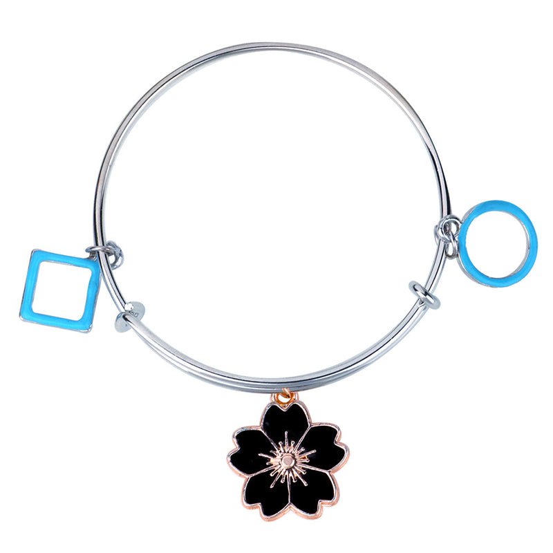 Mahi Rhodium Plated Circle Square & Floral Shaped Colorful Enamel Work Charms Kids Bracelets for Girls (BRK1100926M)