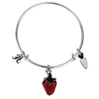 Mahi H Letter Strawberry & Radish Shaped Rhodium Plated Enamel Work Charms Kids Bracelets for Kids (BRK1100930R)