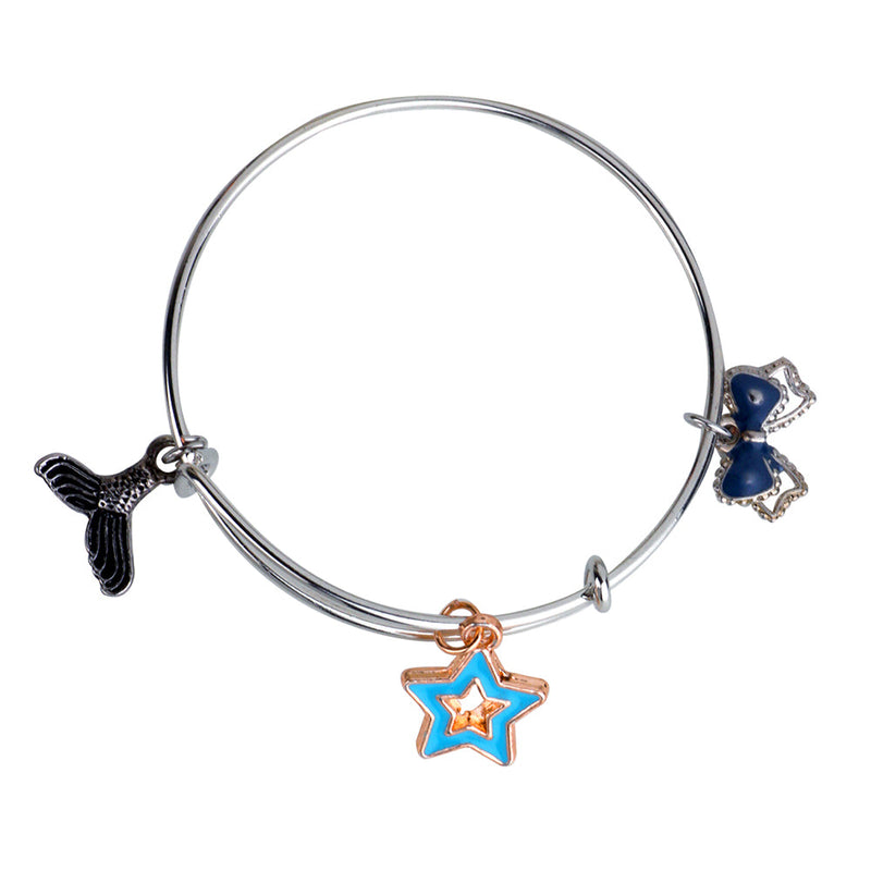 Mahi Rhodium Plated Star & Boo Shaped Enamel Work Charms Kids Bracelets for Girls (BRK1100931M)