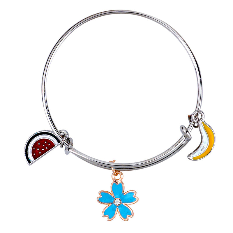 Mahi Floral Banana & Watermalen Shaped Enamel Work Charms Kids Bracelets for Girls (BRK1100938M)