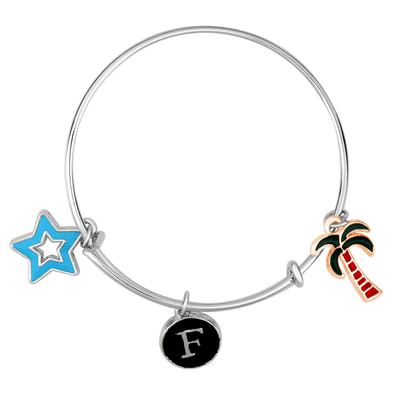 Mahi F Letter Star & Coconut Tree Shaped Enamel Work Charms Kids Bracelets for Kids (BRK1100962M)