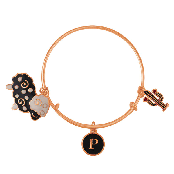 Mahi P Letter Cactus & Ship Shaped Rose Gold Plated Enamel Work Charms Kids Bracelets for Kids (BRK1100972Z)