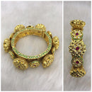 Tarangavi Maroon Kundan Gold Plated Kada - BRV-209