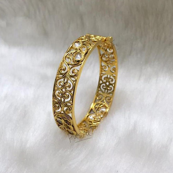 Tarangavi White Kundan Gold Plated Kada - BRV-248