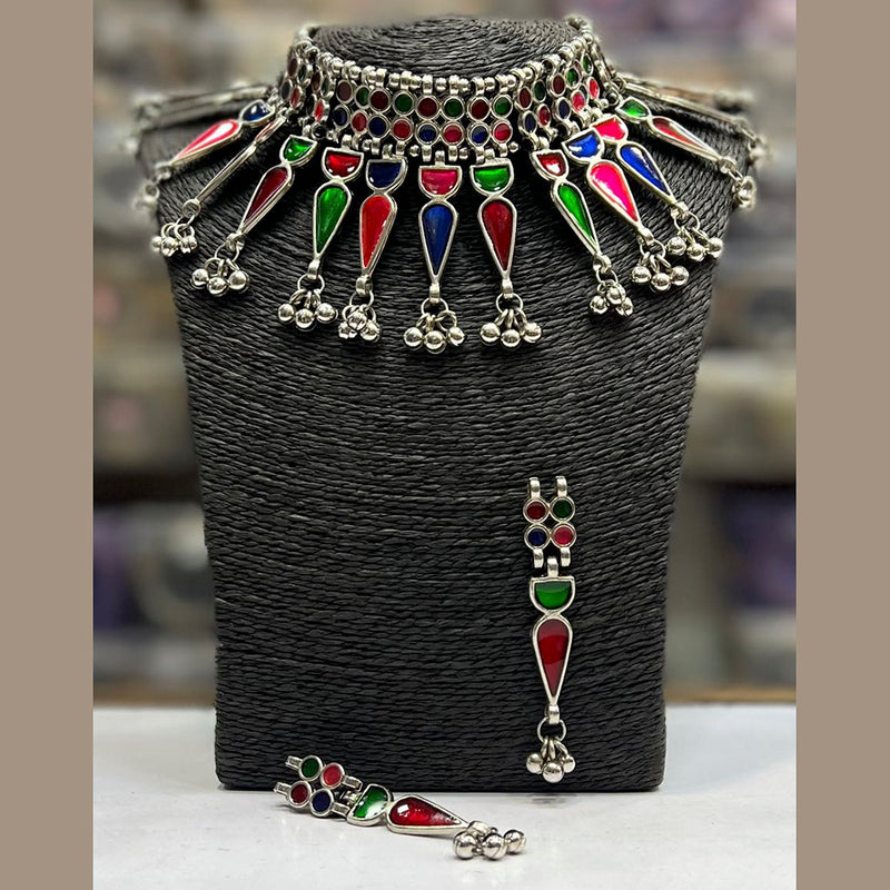 Blythediva Pack Of 3 Multi Color Oxidised Plated Choker Necklace Set