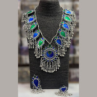 Blythediva Pack Of 2 Oxidised Plated Meenakari Long Necklace Set