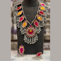Blythediva Pack Of 2 Oxidised Plated Meenakari Long Necklace Set