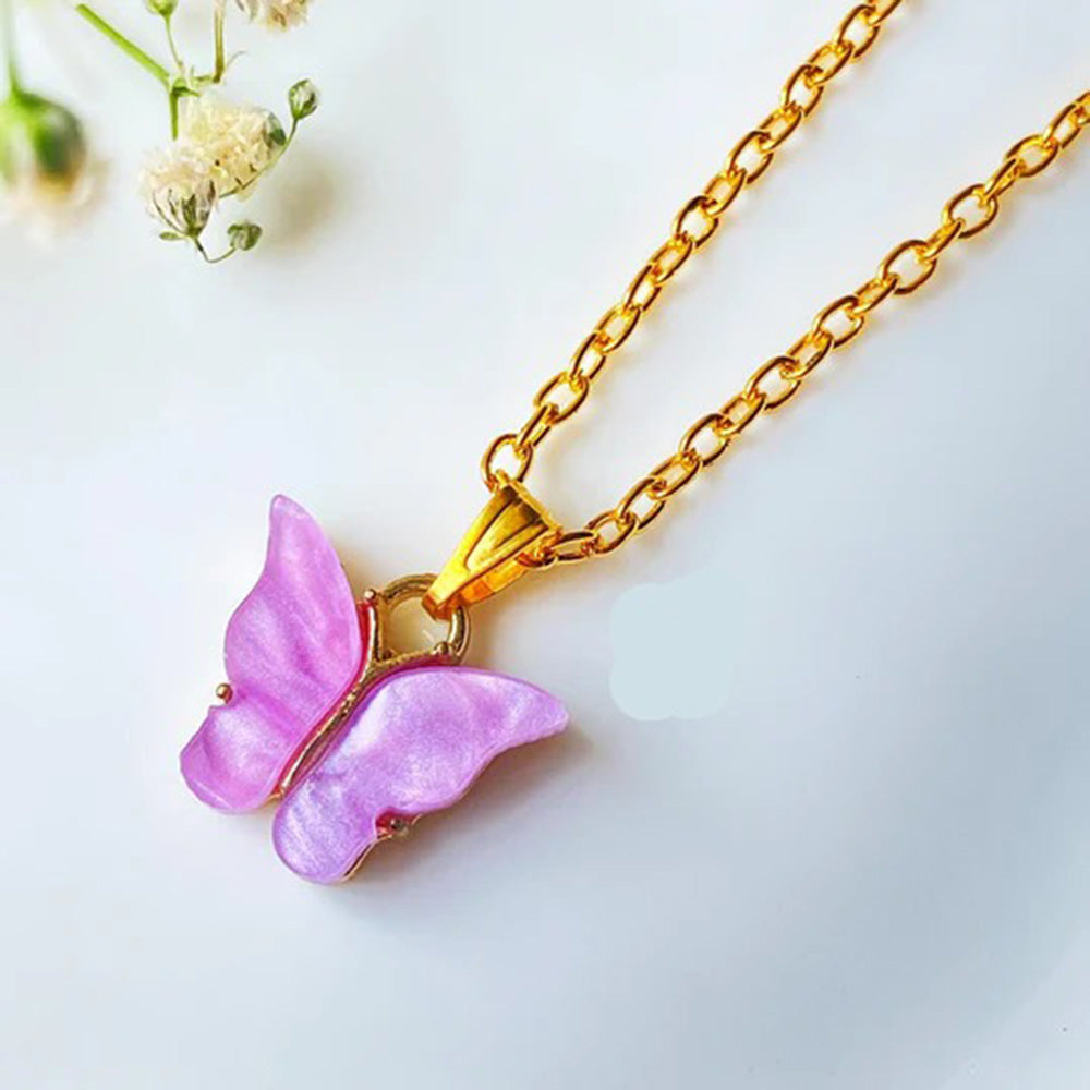 Mahavir Gold Plated Butterfly Chain Pendant