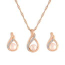 Etnico 18k Glittering Cubic Zirconia Designer Chain Pendent Necklace Jewellery Set with Pearl Drop Earring for Women & Girls (CH41RG)