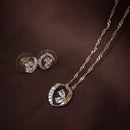 Etnico 18k Rose Gold Plated Glittering American Diamond CZ Zircon Chain Pendent Necklace Set for Women & Girls (CH44RG)