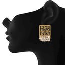 Mahi Ethnic Meenakari Work Rectangular Shape Dangler Earring with Artificial Pearl for Women VECJ100138Bla