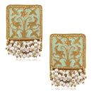 Mahi Ethnic Meenakari Work Rectangular Shape Dangler Earring with Artificial Pearl for Women VECJ100138Fir