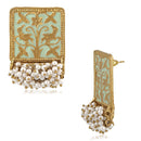 Mahi Ethnic Meenakari Work Rectangular Shape Dangler Earring with Artificial Pearl for Women VECJ100138Fir