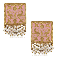 Mahi Ethnic Meenakari Work Rectangular Shape Dangler Earring with Artificial Pearl for Women VECJ100138Pin