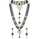 Mahi Ethnic Gold Plated Black and White Kundan Necklace set for Women VNCJ100158Bla