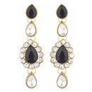 Mahi Ethnic Gold Plated Black and White Kundan Necklace set for Women VNCJ100158Bla