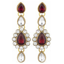 Mahi Ethnic Gold Plated Maroon and White Kundan Necklace set for Women VNCJ100158Mar