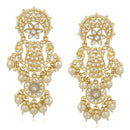 Mahi Gold Plated Traditional White Kundan Long Dangler Earring For Women VECJ100198