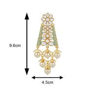 Mahi Ethnic Gold Plated White Kundan Floral Triangular Green Meenakari Work Dangler Earring For Women VECJ100205