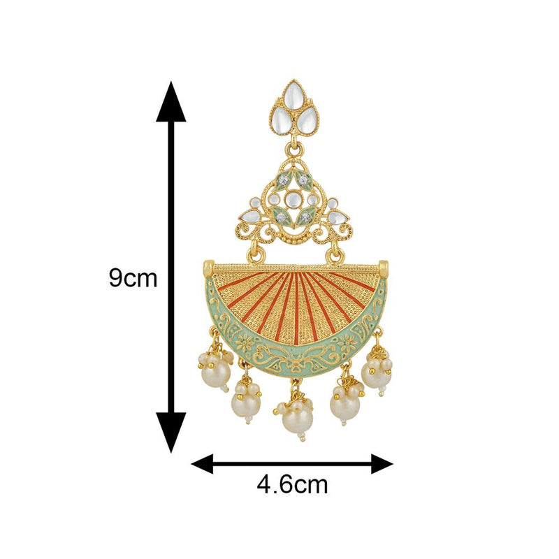 Mahi Gold Plated Traditional White Kundan Dangler Earring with Meenakri Work For Women VECJ100207