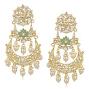 Mahi Ethnic Gold Plated White Kundan Chandbali Dangler Earring For Women VECJ100209