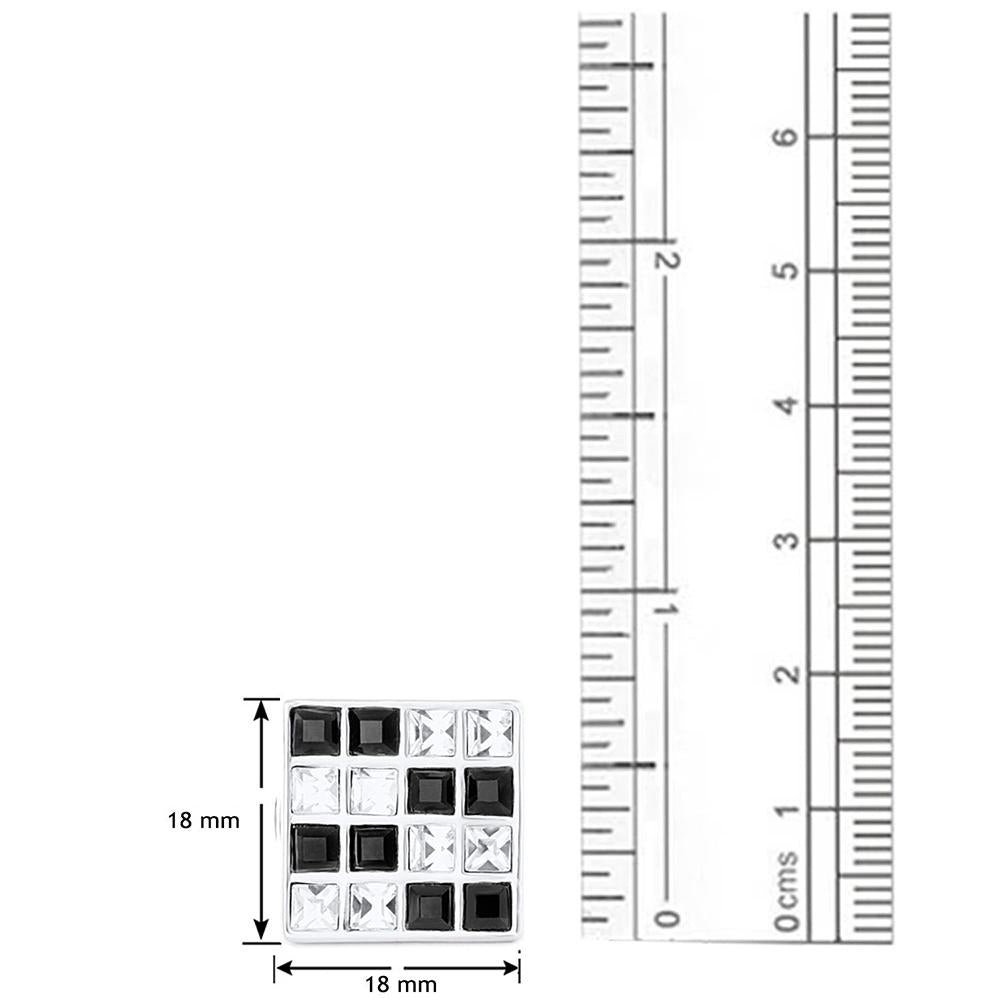 Mahi Black & White Rhodium Plated Made with Swarovski