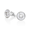 Mahi Rhodium Plated White Round Cufflink