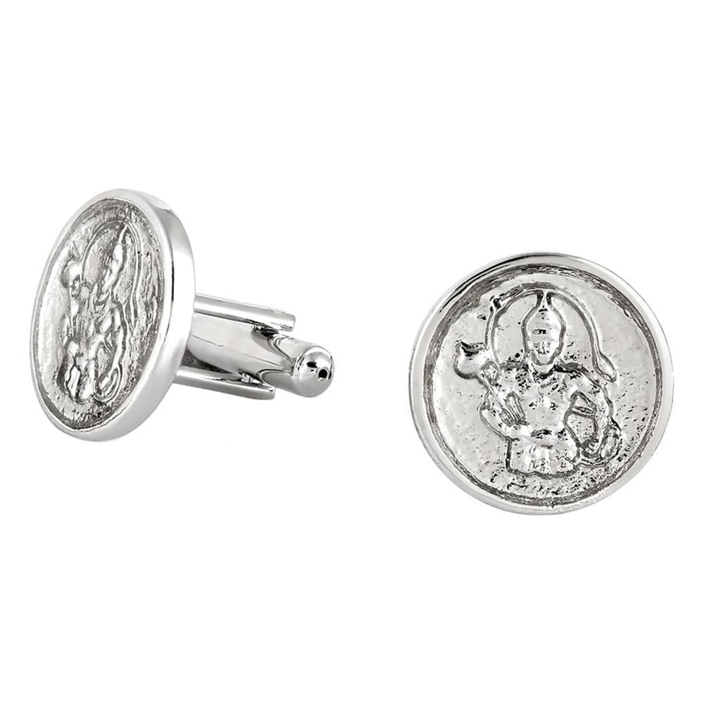 Mahi White Rhodium plated Jai Hanuman Cufflink