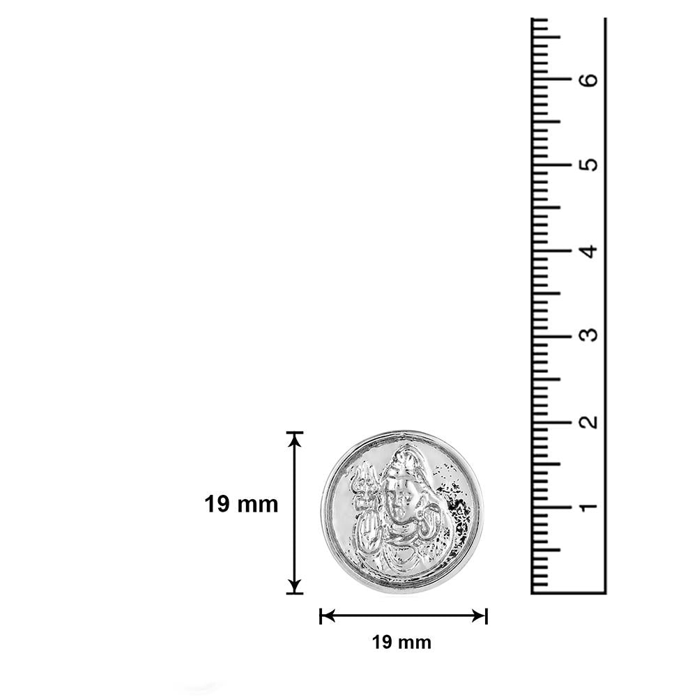 Mahi White Rhodium plated Round Disc Shiva Cufflinks