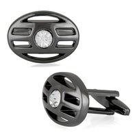 Mahi Oval Gleaming Solitaire Crystal Cufflink