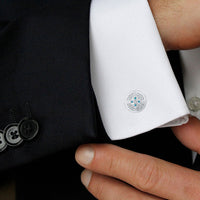 Mahi Solitaire Blue Crystal Silver Plated Floral Cufflink for Mens and Boys (CL1100542RBlu)