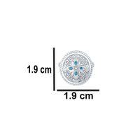 Mahi Solitaire Blue Crystal Silver Plated Floral Cufflink for Mens and Boys (CL1100542RBlu)