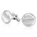 Mahi Rhodium Plated Plain Round Gilt Cufflink