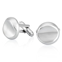 Mahi Rhodium Plated Plain Round Gilt Cufflink
