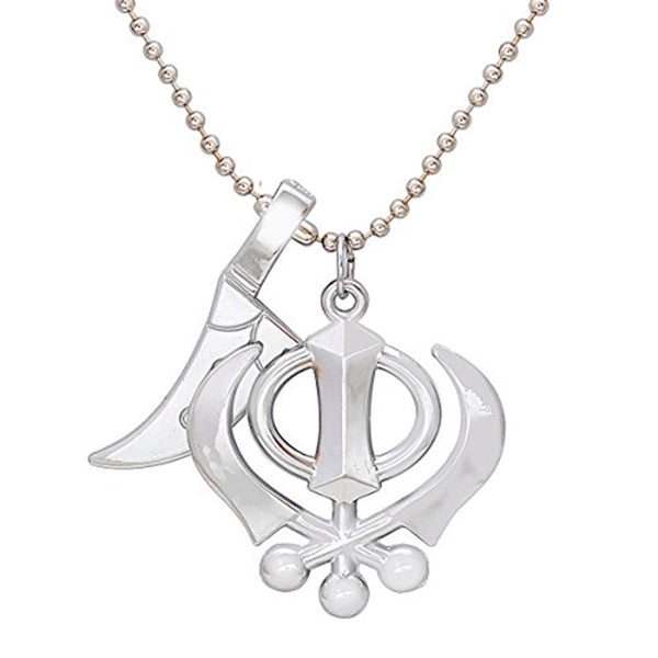 Missmister Pack Of 12 Silver Plated Sikh Sardar Punjabi Khanda And Kirpan Unisex Chain Pendant