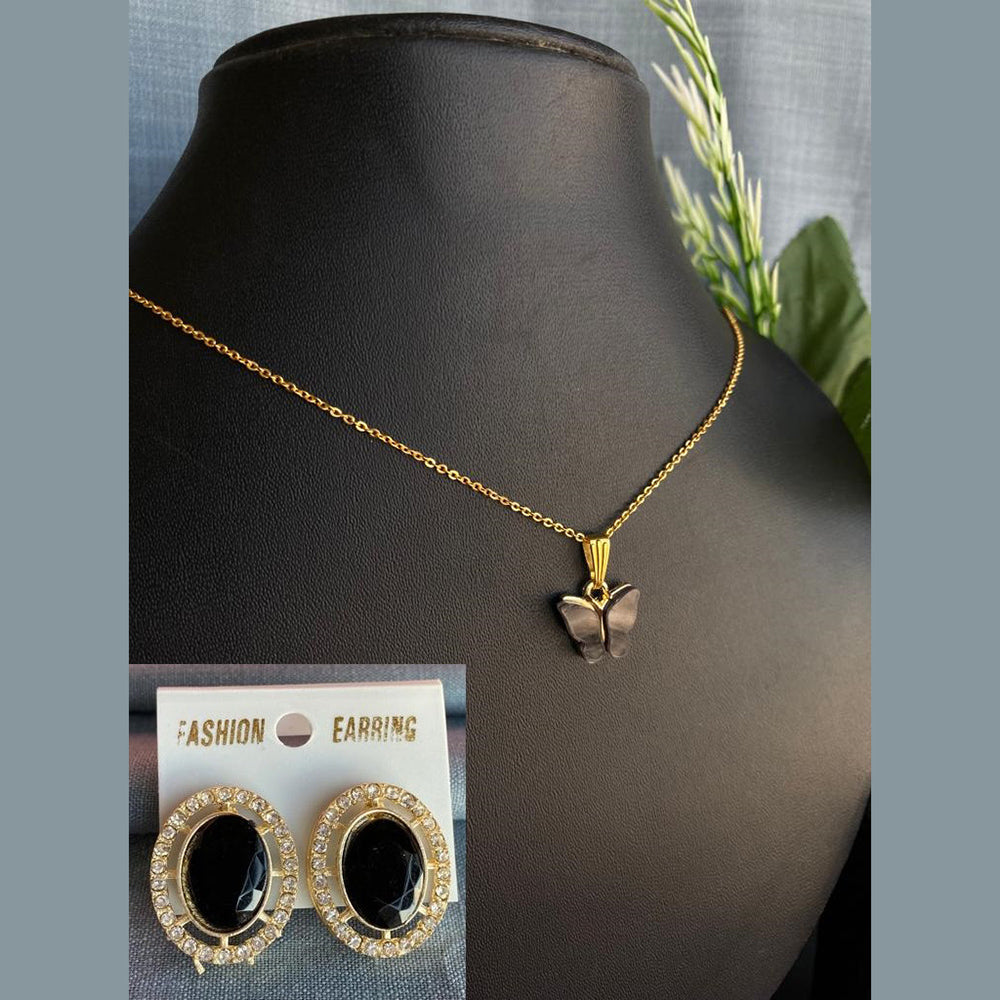 Mahavir Gold Plated Butterfly Pendant Set