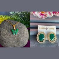 Mahavir Gold Plated Butterfly Pendant Set