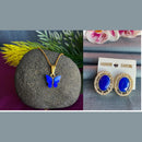 Mahavir Gold Plated Butterfly Pendant Set