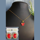 Mahavir Gold Plated Butterfly Pendant Set