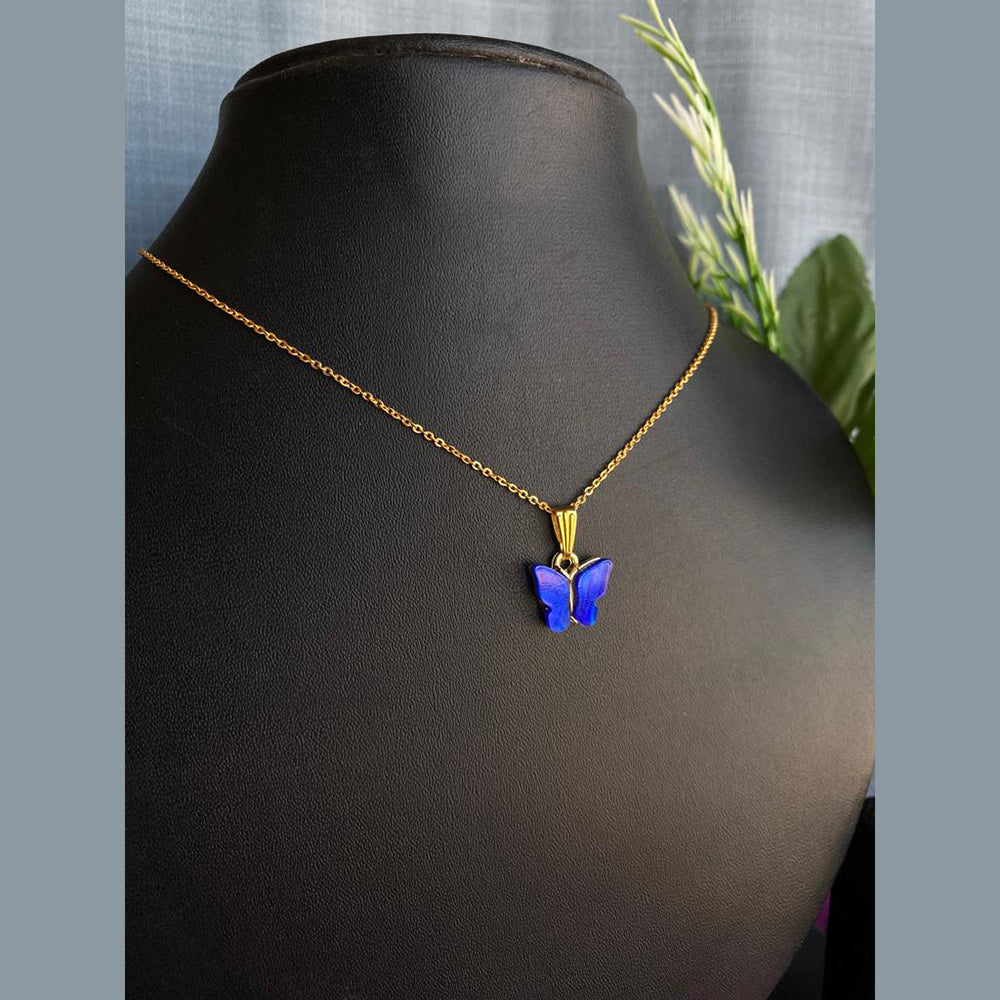 Mahavir Gold Plated Butterfly Pendant