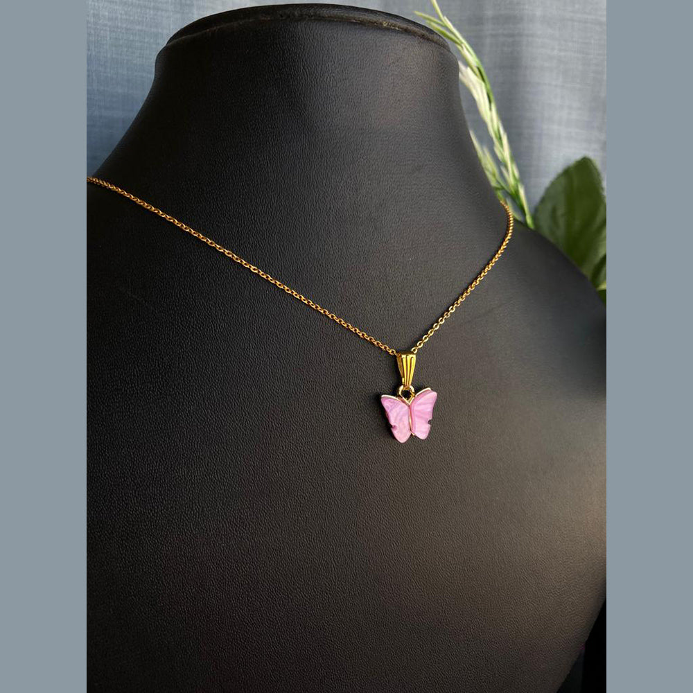 Mahavir Gold Plated Butterfly Pendant