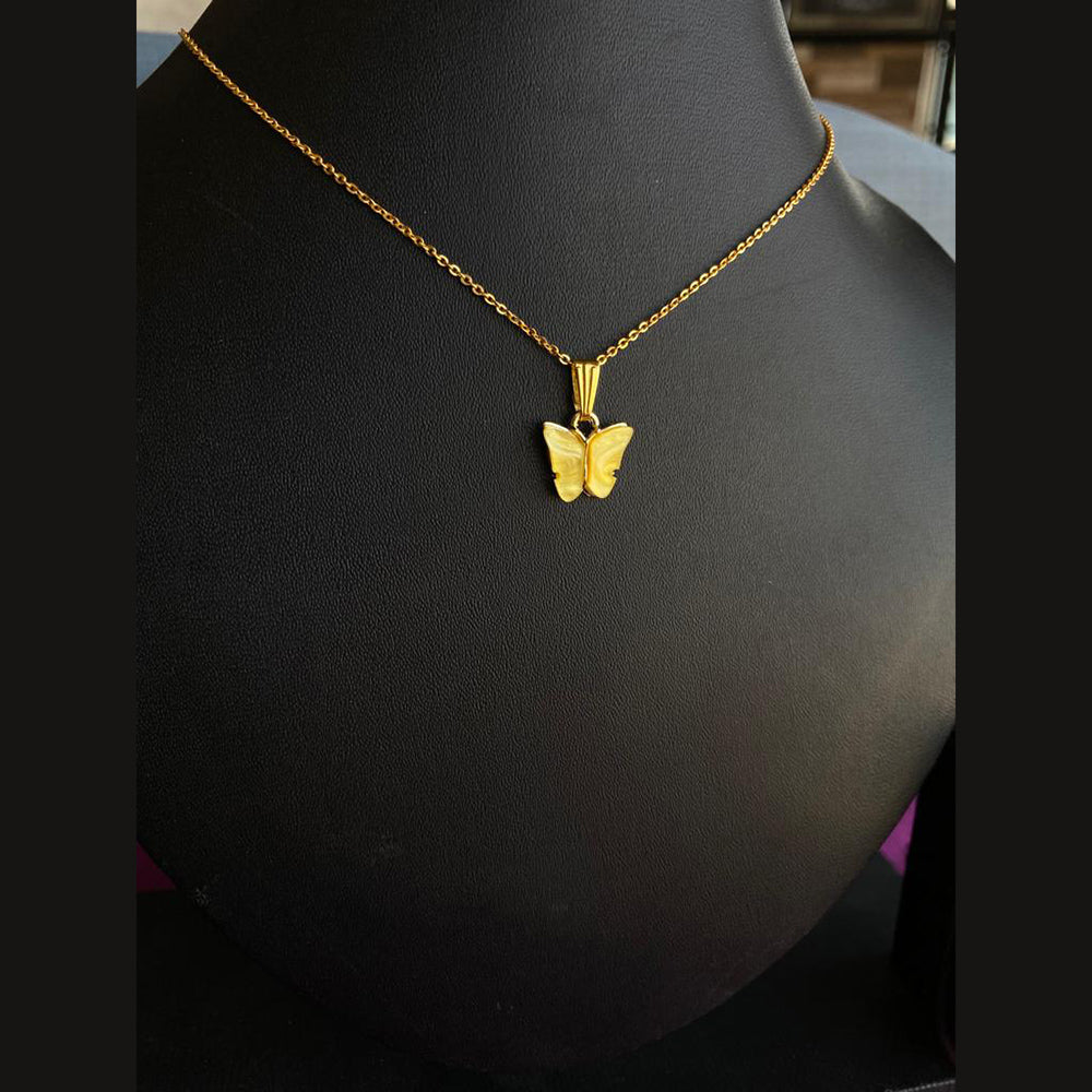 Mahavir Gold Plated Butterfly Pendant