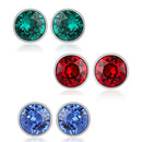 Mahi Rhodium Plated 6 mm of Swarovski Elements Multi-colour Studs Combo for Women