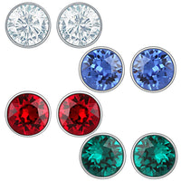 Mahi 6 mm Swarovski Elements Multi Four Studs Combo Earrings for Women