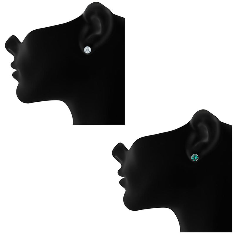 Mahi Swarovski Elements Multi-colour Four Studs Combo Earrings for Women