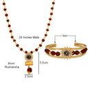 Mahi Combo of Om Sun Cuff Kada Bracelet and Pendant with 24 Inch Rudraksha Mala for Men (CO1105138G)