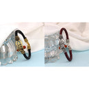 Mahi Combo of Shiv Trishul Damru and Mahakal Leather Bracelet with Rudraksha for Men (CO1105140M)