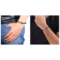 Mahi Combo of OM Trishul and Narasimha Leather Bracelet with Rudraksha for Men (CO1105141M)