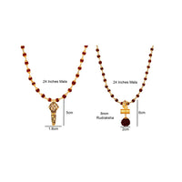 Mahi Combo of Hanuman Gada and Shivji Damru Ganesha Pendants with 24 Inch Rudraksha Mala for Men (CO1105146G)